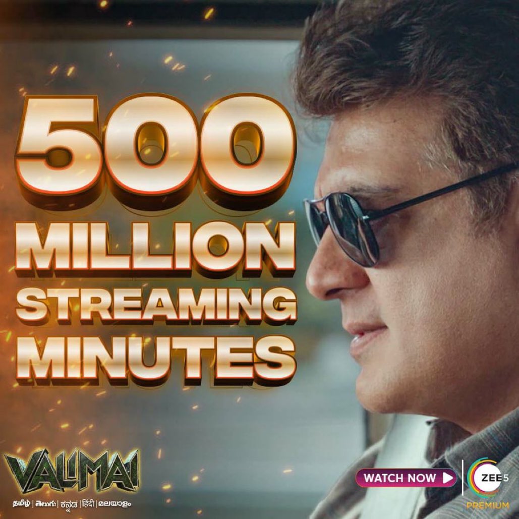rameshlaus's tweet photo. #AK 's movies continue to dominate streaming platforms..

- #Vivegam a Top movie on @sunnxt 

- #Viswasam 2019's Most viewed Tamil movie on @PrimeVideoIN 

- #Valimai Most watched Movie with 500 Million streaming minutes in 1 week @ZEE5India

- #Thunivu No.1 on @NetflixIndia https://t.co/cnSjbDaDgS