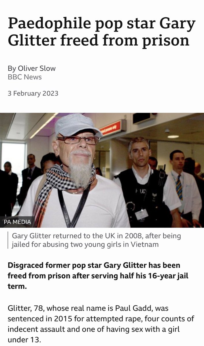 HalimaNyomi's tweet photo. Gary Glitter is a child rapist, serial pedophile free after 8 years

The UK is Pedo Island🇬🇧

Charles Bronson is 70 and has been behind bars for almost 50 years, people he loved died before his freedom

FREE CHARLES BRONSON 

Criminals are judged by their class before their crime https://t.co/asm5AVz2DI