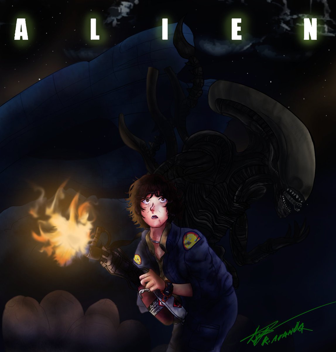 ALIEN (1979)
#ALIEN  #EllenRipley #xenomorph #alienfanart
#danobannon #ridleyscott #classicmovies #digitalillustration #moviefanart #scifi