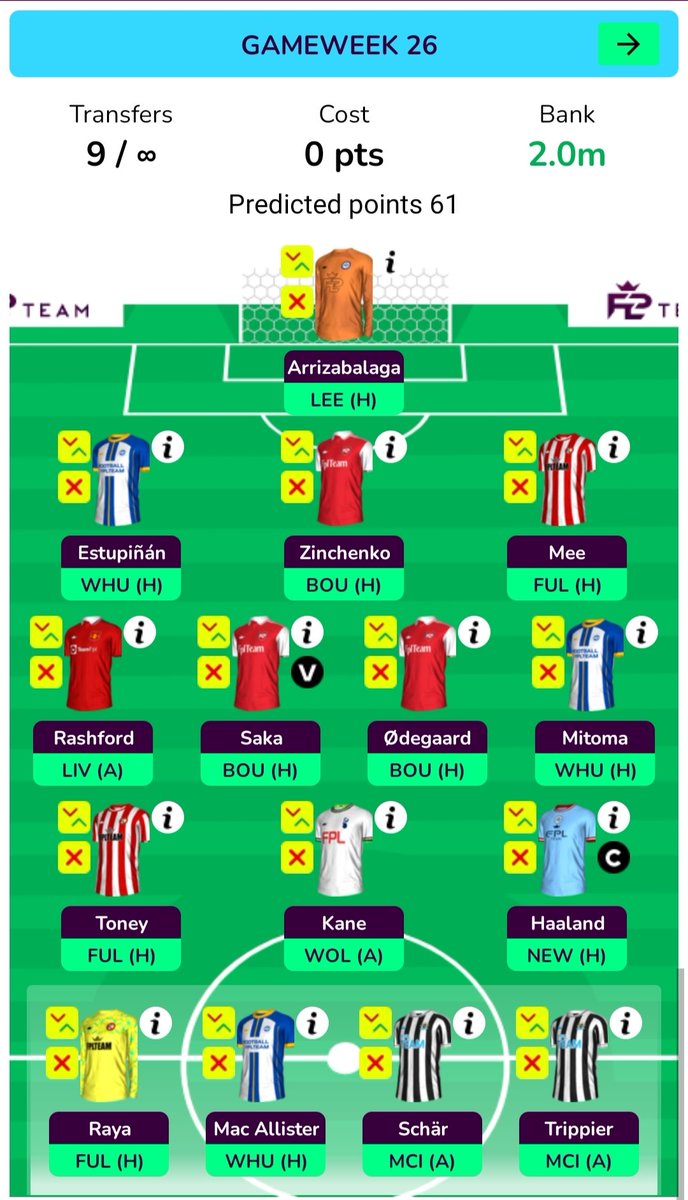 BenrabahDjaber's tweet photo. Spurs vs Southampton in GW28 is on. So this is the new plan.

🔸GW26 Wildcard
🔸GW27 Roll (6 doublers)
🔸GW28 2FT (11 players)
Haaland ➡️ Iheanacho
Mitoma/Mac Allister ➡️ Maddison
🔸GW29 1FT Bench boost
Odegard ➡️ Bruno
(12 doublers + Kane + Saka + Zinchenko)
#FPL #WC26 https://t.co/UM6UMRzwsX