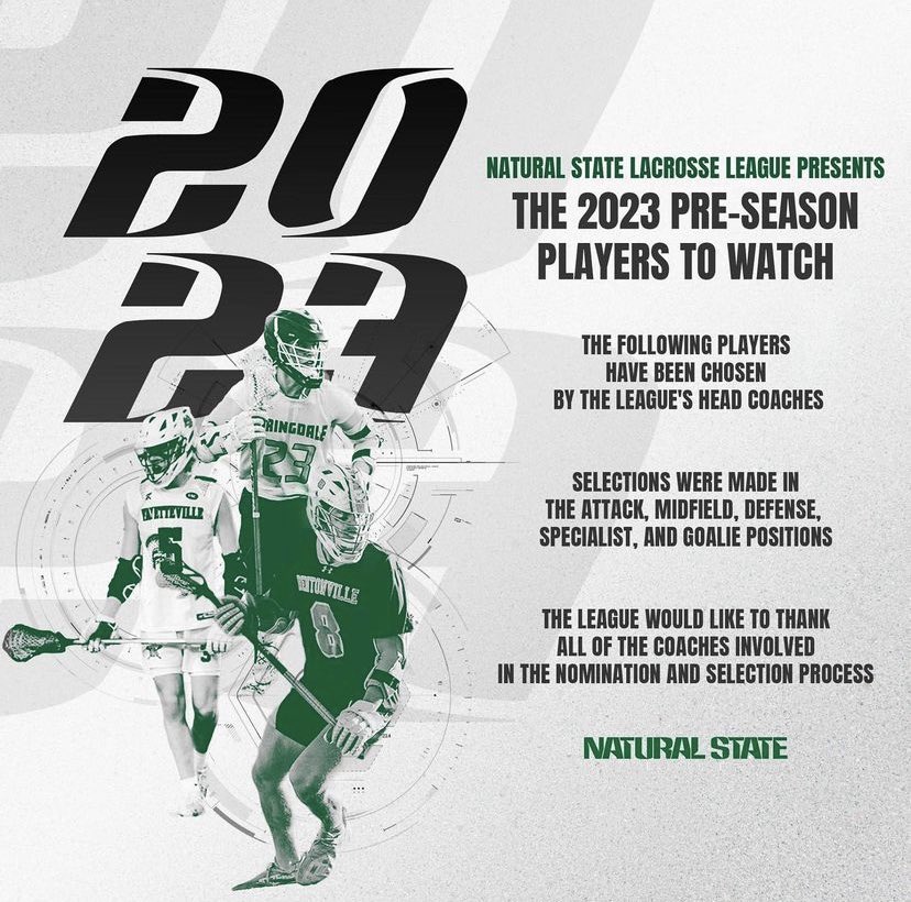 jameson2lang's tweet photo. Honored to be selected by the Natural State Lacrosse coaches for voting me as a player to watch for the 2023 season.   
@jgildea17 @ChaosLacrosse @Marano_John https://t.co/MntGZ2tP6Z