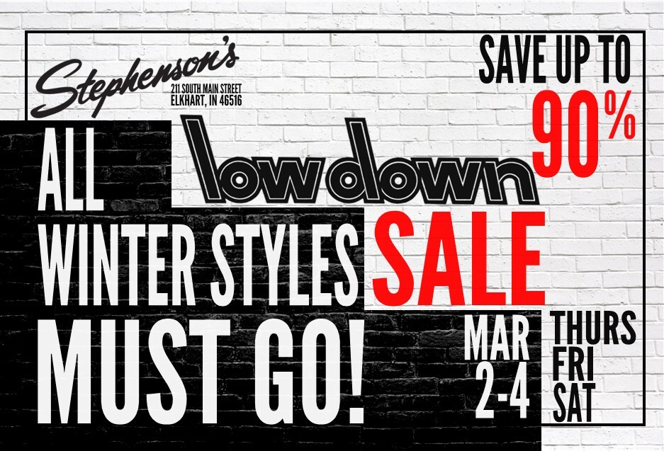 StphnsnsElkhrt's tweet image. We've got the LOWDOWN on Stephenson's final winter clearance event!! 
Join us this Thursday through Saturday, and save BIG (prices starting under $5!!) on winter clearance fashions 🛍️
All winter styles must go - we'll see you soon!

#sale #stephensons #winter …