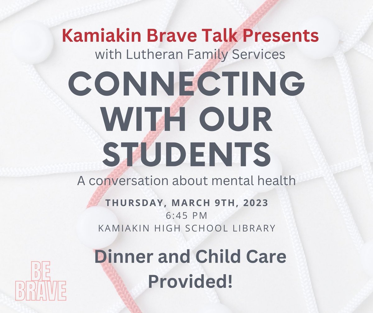 ksdkamiakin's tweet photo. Join us for this month's Brave Talk on Connecting With Our Students. This is a conversation about mental health and having conversations with your kids, as well as self-care. Spanish translation will be provided. Hope to see you there! https://t.co/Tk5pCDQhwG
