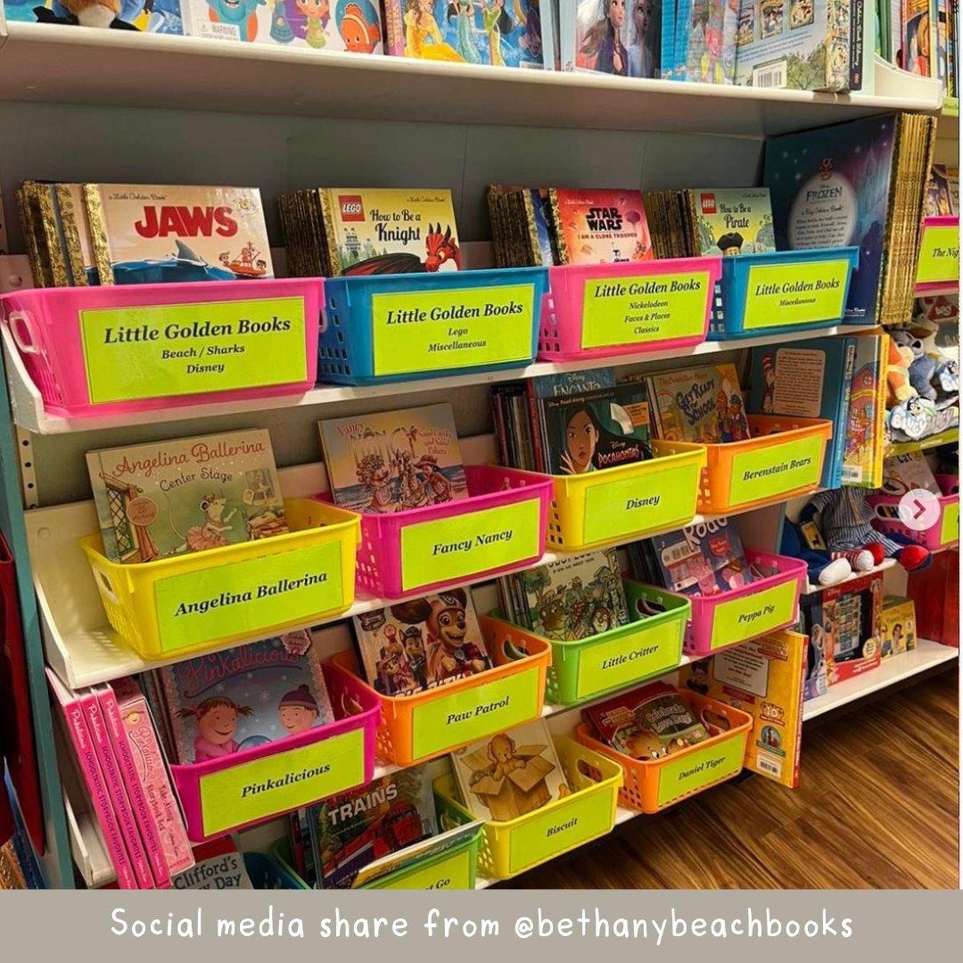 We love to see the different ways our stores display books! This one caught my eye: those Little Golden Books are really popular but with so many it can be hard to make them easy to browse. This is a great idea from @BethanyBooks