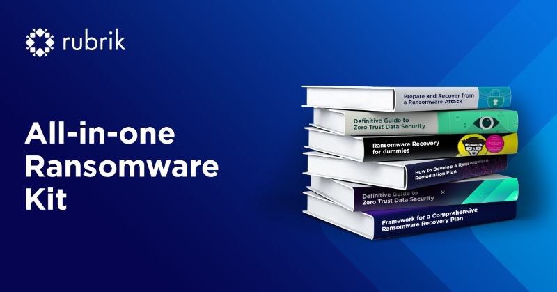 rubrikInc's tweet photo. Are you certain you can recover from a ransomware attack? 

Get prepared and ensure you have a comprehensive strategy using the all-in-one ransomware recovery toolkit.