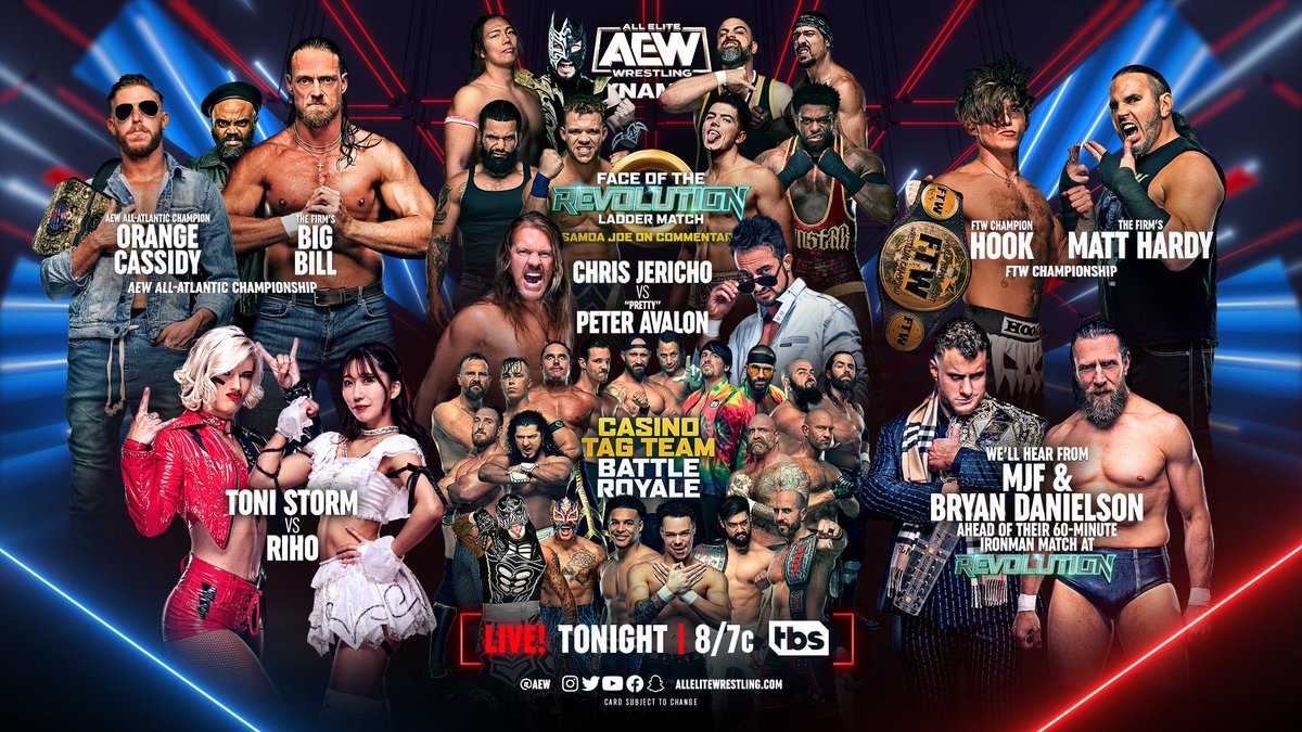 brijcopeland's tweet image. the last #AEWDynamite before #AEWRevolution! Tune in to #TBSNetwork RIGHT NOW! #JioTrue5G #Verizon
