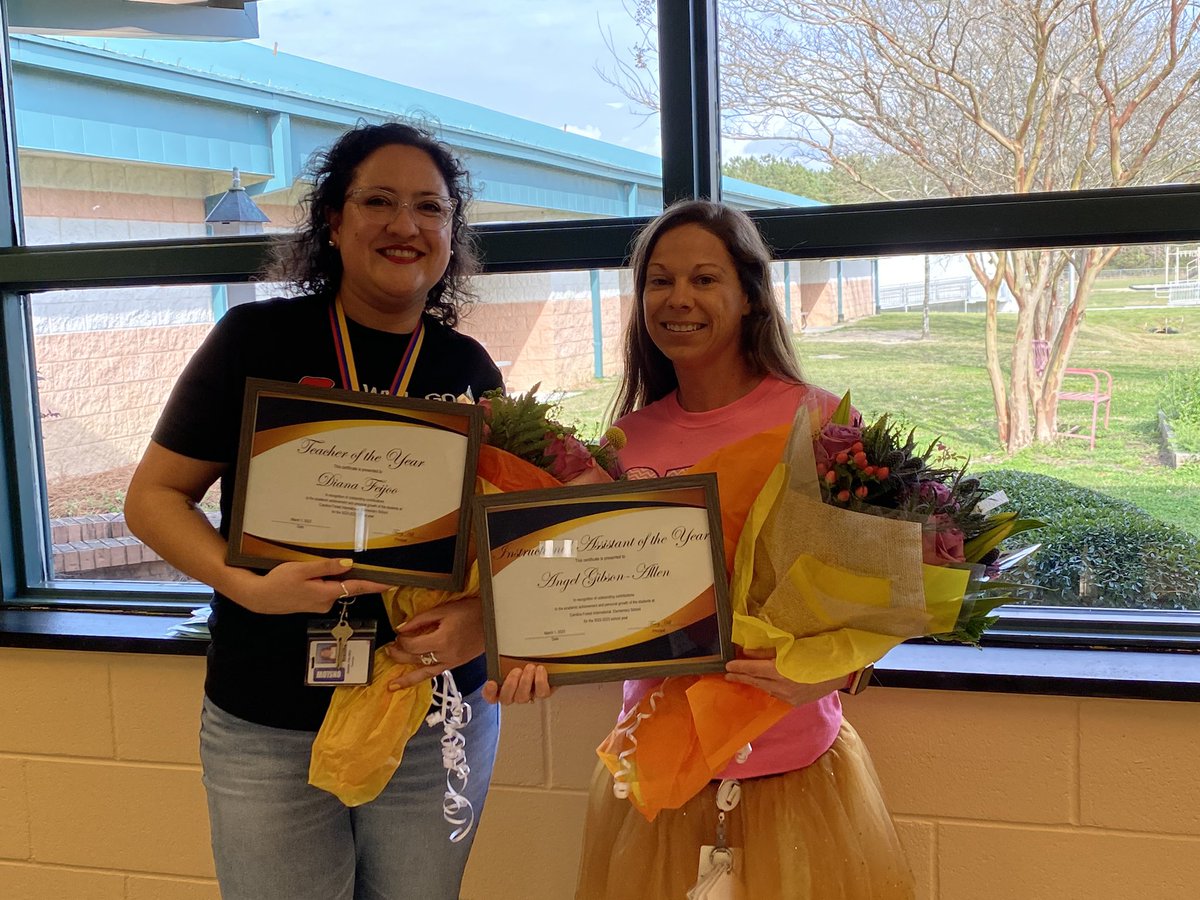 Please share in congratulating Ms. Feijoo, Kindergarten DLI Teacher, who was chosen as CFIE’s Teacher of the Year &amp;Mrs. Angel Gibson-Allen, EC IA, who was named CFIE’s IA of the Year! Both are so deserving &amp; we are so proud to have them among our Eagle Family! #CFIEReady4theWorld
