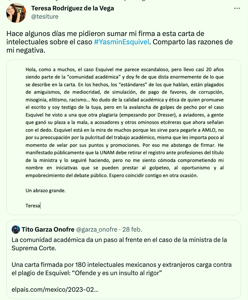 luisghernan's tweet photo. Esta VALIENTE POSTURA de la Académica @tesiture 
me representa 👏🏾👏🏾

Ojalá, no tenga REPRESALIAS 
por parte de la rencorosa MAFIA ACADÉMICA

¡HIPÓCRITAS! https://t.co/MSXNkXjpOX