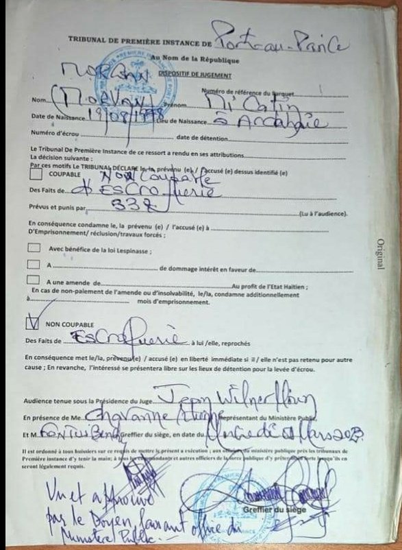 wilton_severe's tweet photo. Micatin Morvan, PDG de Go one institute, frère de l'influenceur John Colom Morvan a recouvré sa liberté ce mercredi 1er mars 2023. Il a été  déclaré non coupable des faits reprochés https://t.co/vXq0ttSAuJ