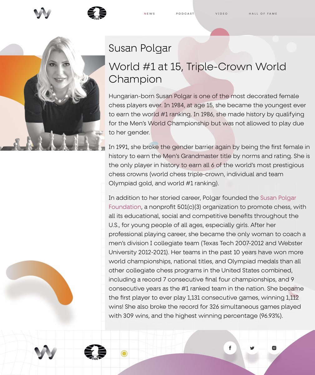 SusanPolgar's tweet photo. I was asked if I could give advice to young people, especially girls, what would it be? Easy! Whatever you choose to do, be bold, be confident, and never impose limits on yourself! Always raise the bar and shoot for the furthest star! #ThursdayMotivation #ThursdayVibes https://t.co/T9r4Opju9O