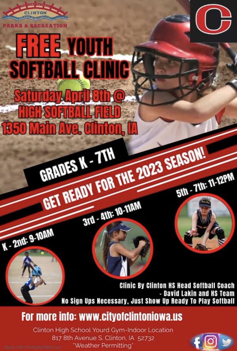 River Queens Softball (@rq_softball) on Twitter photo Join us on April 8th! We look forward to seeing as many young future River Queens as possible! <a href="/Rise_Above_CHS/">Clinton Activities</a> <a href="/clinton_schools/">Clinton Community School District</a> <a href="/Clinton_RKings/">Clinton River Kings</a> @ClintonHerald Join us on April 8th! We look forward to seeing as many young future River Queens as possible! <a href="/Rise_Above_CHS/">Clinton Activities</a> <a href="/clinton_schools/">Clinton Community School District</a> <a href="/Clinton_RKings/">Clinton River Kings</a> @ClintonHerald