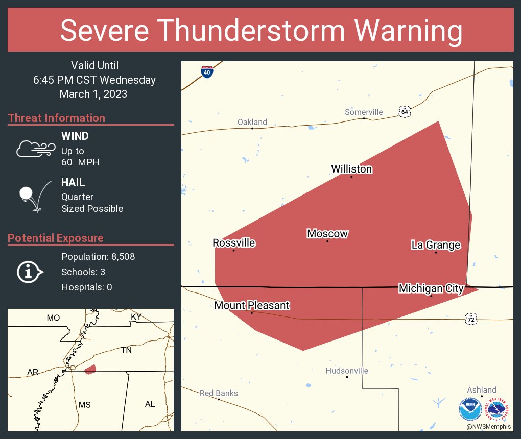 NWS Memphis on Twitter "Severe Thunderstorm Warning continues for