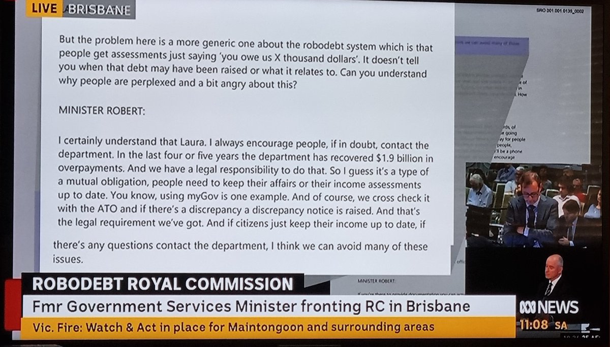 subtlysaid's tweet image. All loyalty to &quot;the Cabinet&quot; 🤦‍♀️ What about the Australian people? #RobotDebtRC #StuartRobert #LNP