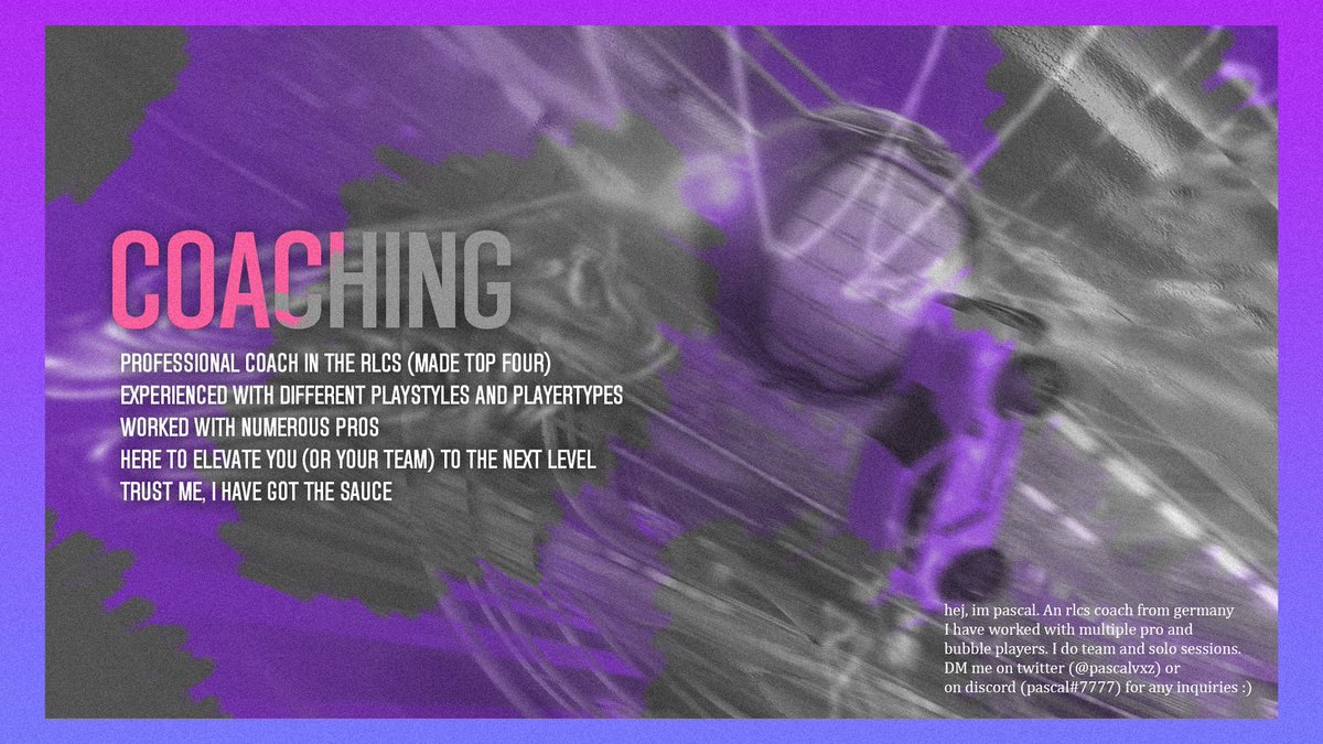 pascalvxz's tweet image. Your results have been lacking and you don't feel like you are improving? Well, I'm glad my schedule has loosened up a bit so I have time to help you or your team out again with some coaching sessions :)

🐙Top 4 RLCS 
🐙Team- or Solo Sessions

DM's open, working with budgets 🤠