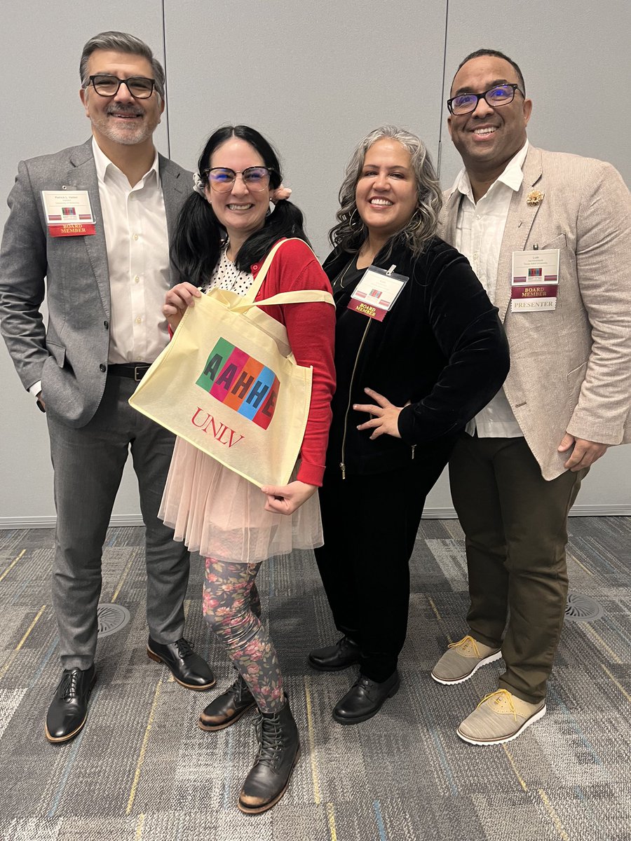 ExtraAdmin's tweet photo. Wonderful @AAHHEorg (American Association of Hispanics in Higher Ed) conference! 

So excited to be in this space of creating equity/access/diversity for Latinos in higher Ed. @EdithCabelloFdz @LuisPonjuanPhD @PatrickLValdez @magdamartinez 

TY @CSNCoyote @unlv 👩🏻‍🎓👩🏾‍🎓👨🏽‍🎓👨🏾‍🎓 https://t.co/vpwmdrbBd8