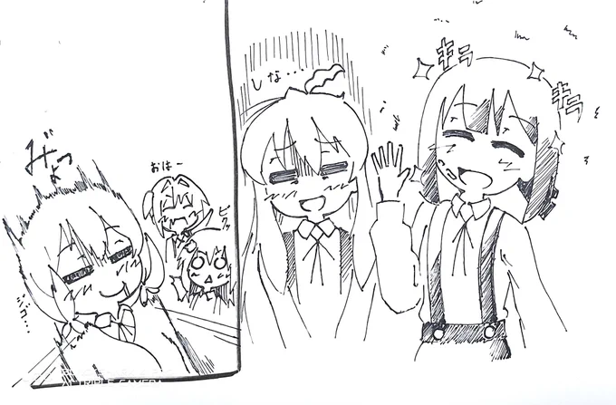 翌日談的な。 みよちゃんが○んだ。このひとでなし。 #おにまいお絵かき #おにまい