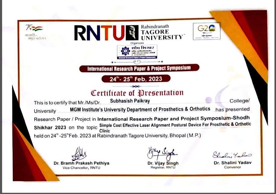 mgmudpo's tweet photo. The whole team of @mgmudpo  congratulates
 Dr. Subhasish Paikray for his achievement.
&amp;
Keep  the field taking high and high! 

#prosthetics #orthotics #rehabilitation #Congratulation #research #Mumbai #MumbaiCity #CollegeStudent https://t.co/jpdnyB3fLs