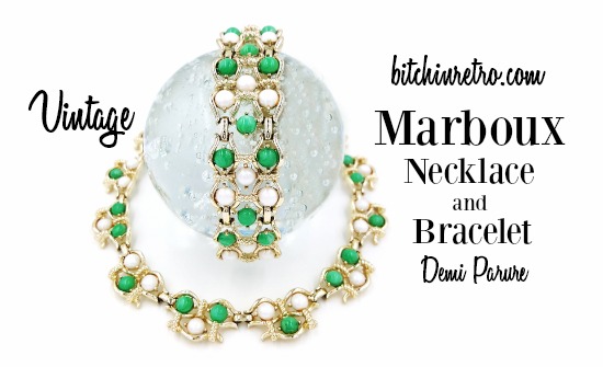 RetroCEO's tweet photo. Vintage Marboux faux jade and pearl #necklace &amp; #bracelet set with all of the charm of the #midcentury. #Marboux jewelry was designed by Marcel #Boucher of Cartier fame &amp; was meant to be a more affordable line for the sixties #fashionista. 

#bitchinretro

https://t.co/zK8YJRnX3u https://t.co/W5RFmIyI9l