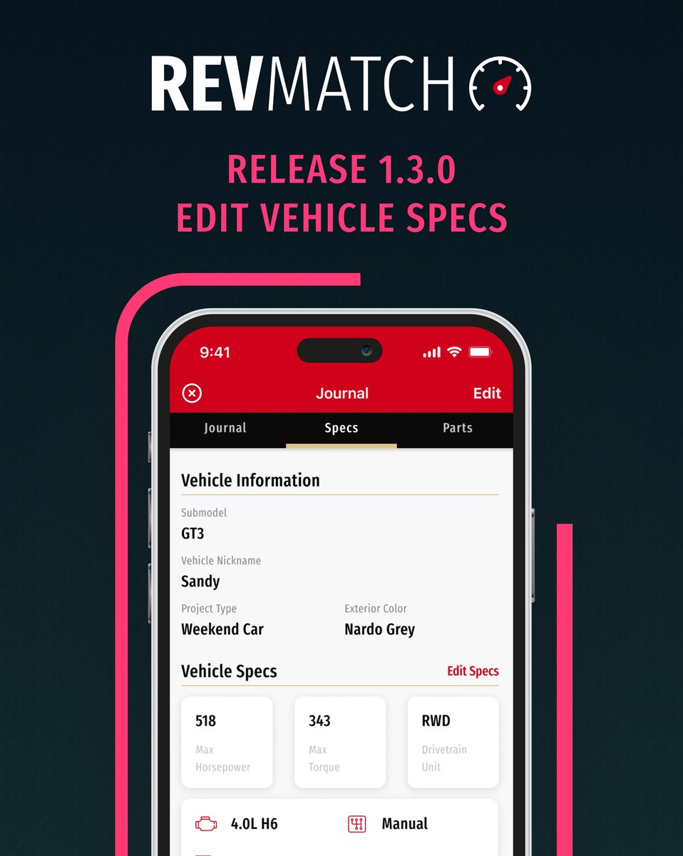 revmatch_app's tweet photo. Have you heard of the RevMatch App? Manage your project cars and and share with like-minded car enthusiasts ! #automotive #cars #aftermarketparts #trucks #jdm #usdm #euro #performancemods https://t.co/0Mhtua3Sre