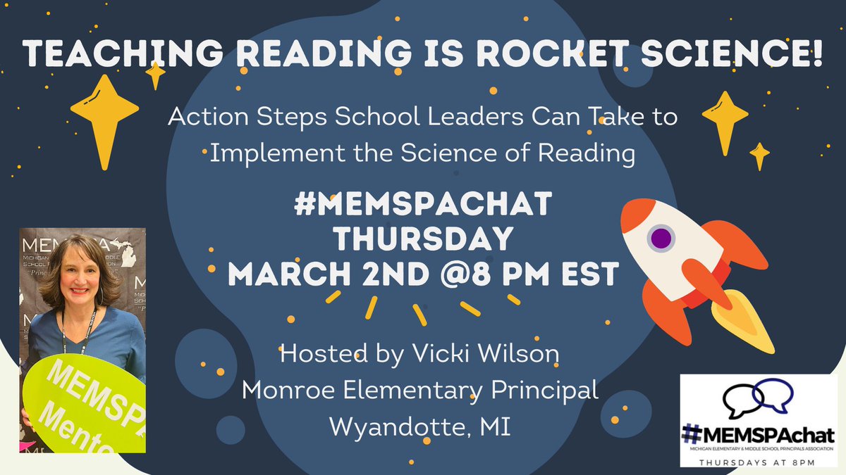 vgilbert3's tweet image. In an hour join @vickiwilson5 for 
Teaching Reading is Rocket Science #MemspaChat
8pm EST
 #TeachNVchat
#AussieEd #SunChat 
#caedchat  #michEd
#KidsDeserveIt
#EdChat
#TeachMindful
#BookCampPD
#TeachPos
#2ndChat
#RGVEduChat
#JoyWorkEdu
#BCEdChat
#GoalChat
#OrEdChat
#hacklearning