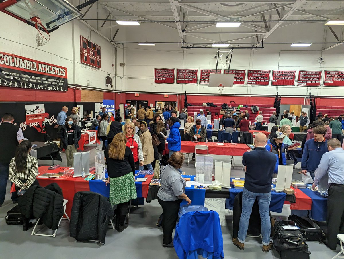 CHSPrincipalNJ's tweet photo. Thank you to the INCREDIBLE counseling department here at Columbia for bringing back the College &amp; Career Fair! #CougarPride @SOMSDK12 https://t.co/j4r5poKQdV