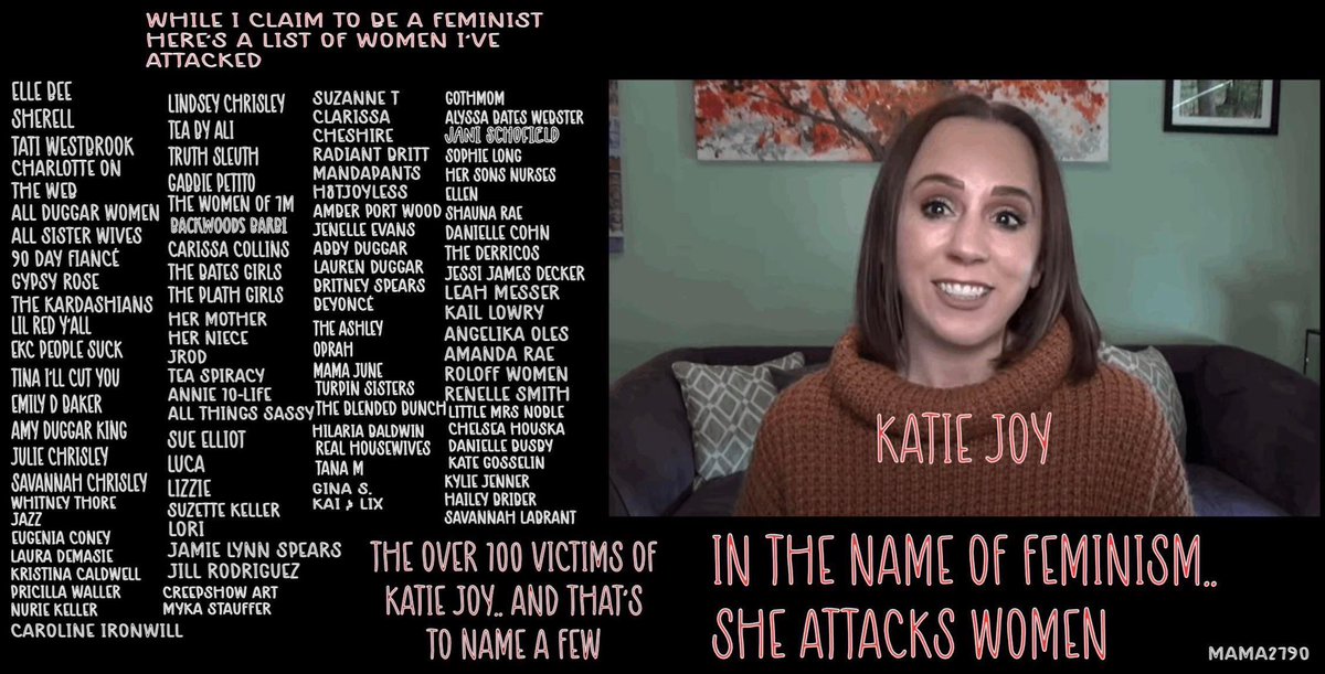 @Beewee16491640 @BenSeewald @JessaSeewald Katie attacks anyone she deems more successful than she. This is a running list of who KJ has had problems with. Some feminist