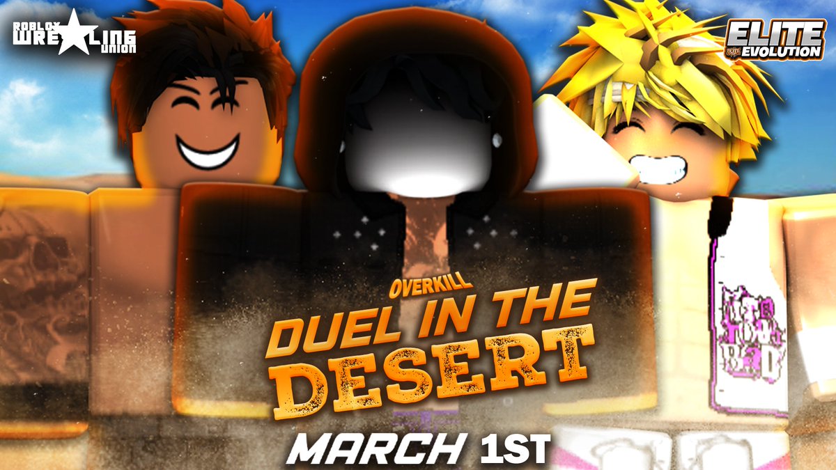 EEWMedia's tweet photo. Tonight, at #DuelInTheDesert!

@JayDarrienRBLX will speak out regarding his reign as EEW Interims Heavyweight Champion!

#Datista heads into action with #JSPunk!

#FadeCxllins takes on #DionHart!

#LoganMerth takes on #Onslaught Storm and #MarcusZiggler in a triple threat! https://t.co/vMplnXW8x1