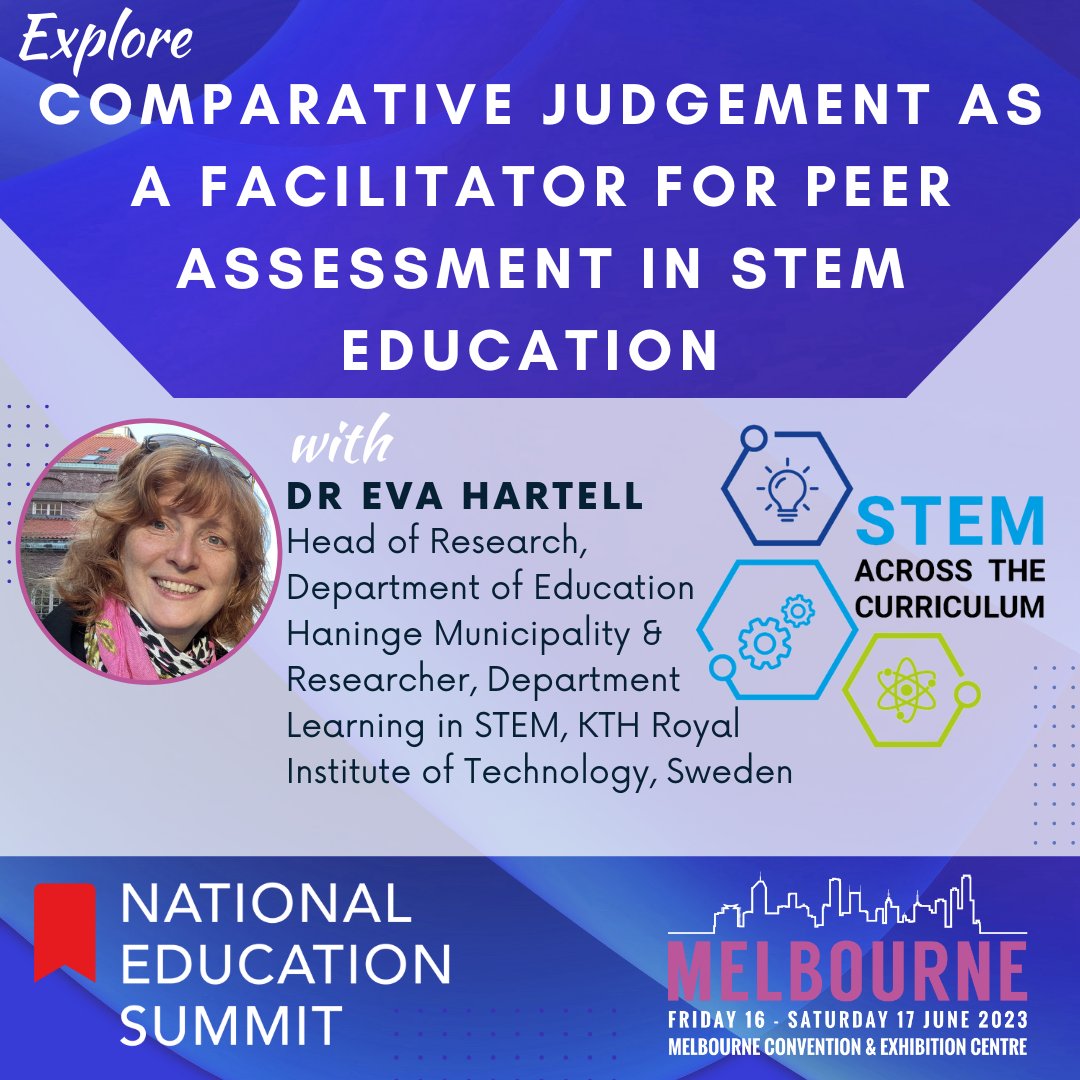 NatEduSummit's tweet photo. Join @EvaHartell as she explores #comparativejudgement as a facilitator for #peerassessment in #STEMeducation. Learn strategies to apply this in various settings at the #STEMacrosstheCurriculum Conference #NES23
Register now for early bird rates https://t.co/CYOMN5CsuN https://t.co/5gUXKnSZjs