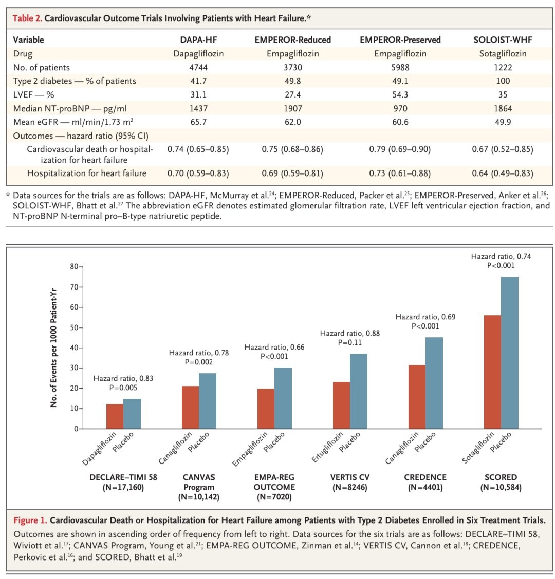 Glifozinas en el manejo de enfermedades CV.🫀💊💥 ✨️De las revisiones mas bonitas que he leído del tema por @NEJM💖 🟢Repaso de toda la evidencia actual al momento➡️ EMPA-REG, CANVAS, CREDENCE, DECLARE-TIMI58, DAPA-HF, EMPERROR- R y P, SOLOIST-WHF, DELIVER, EMPA-KIDNEY.🧐📚💯