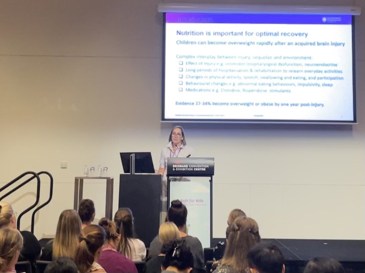 Raising awareness for malnutrition outcomes for QLD children with brain injuries at #Rehab4Kids 2023 #UQCHRC #UQABiC