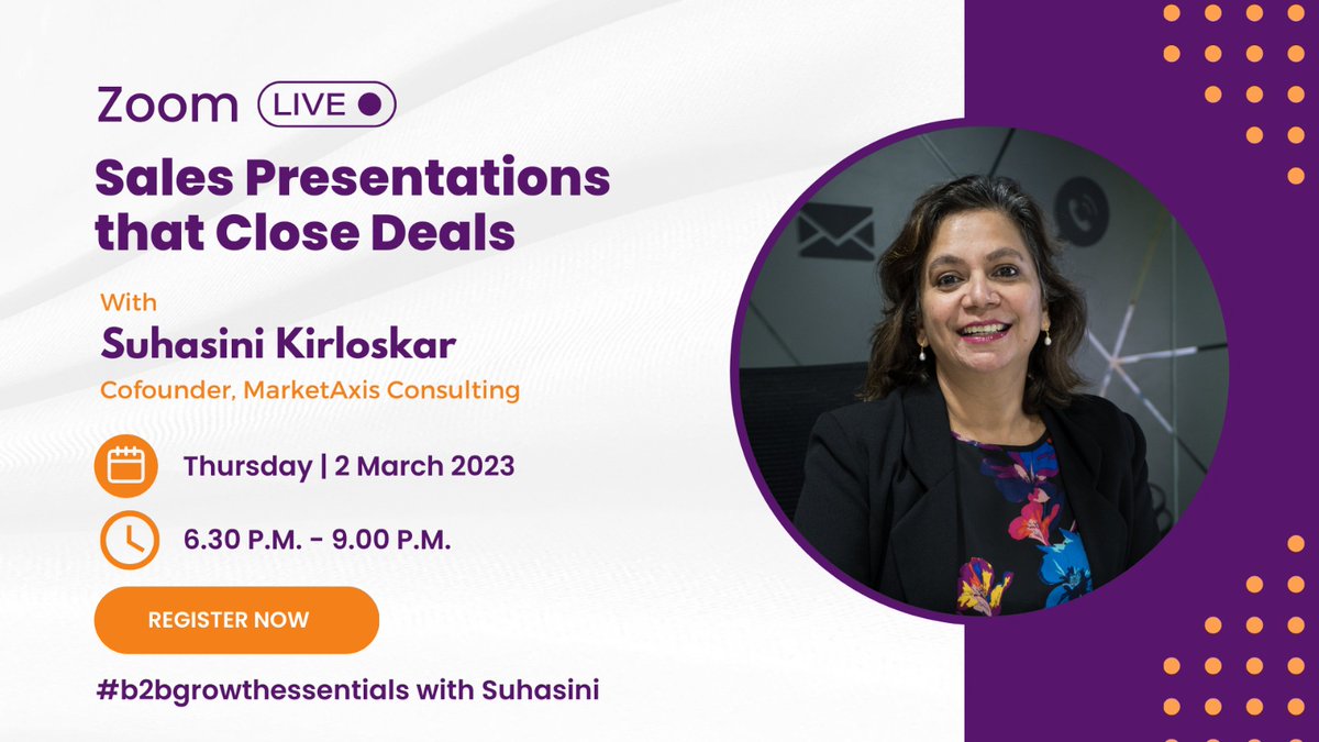 TweetySuhasini's tweet photo. Invest time this evening to get great returns every time you make a #salespresentation.
Making 'Wow' #presentations that Close Deals #MASTERCLASS
Build rapport and persuade potential clients.
https://t.co/mdLdBUnpfb
2 Mar, 6.30-9pm
https://t.co/mdLdBUnpfb
#b2bsales #b2bmarketing https://t.co/WDJTEB6zUh