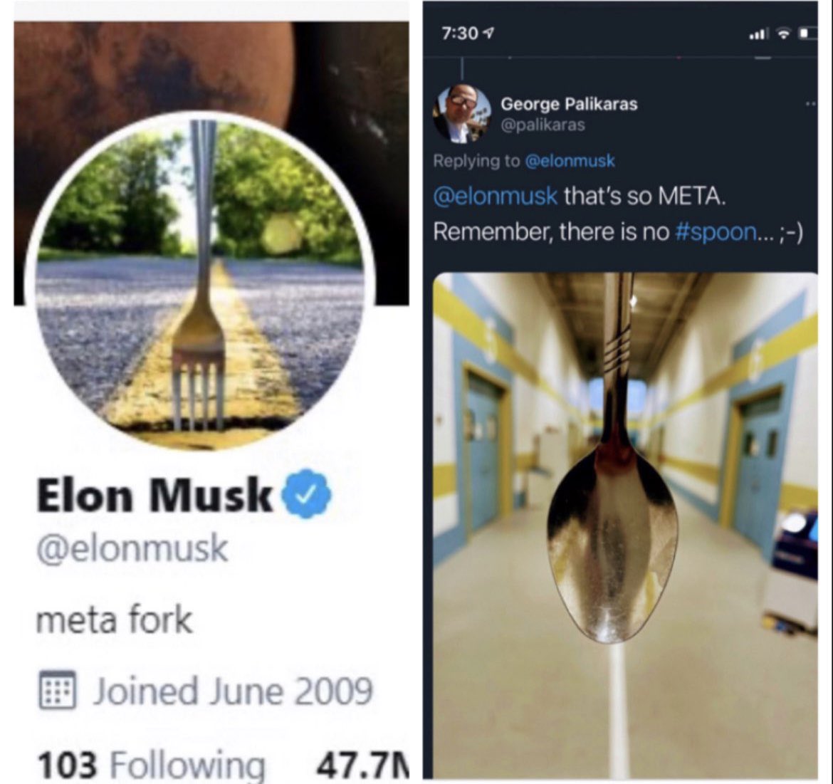 bruhders2's tweet photo. @RusniakRob @ya_u_know_me @Metamaterialtec @palikaras $MMAT @palikaras $TSLA @elonmusk #MetaFork; #NoSpoon https://t.co/Pb8MoPkYpr