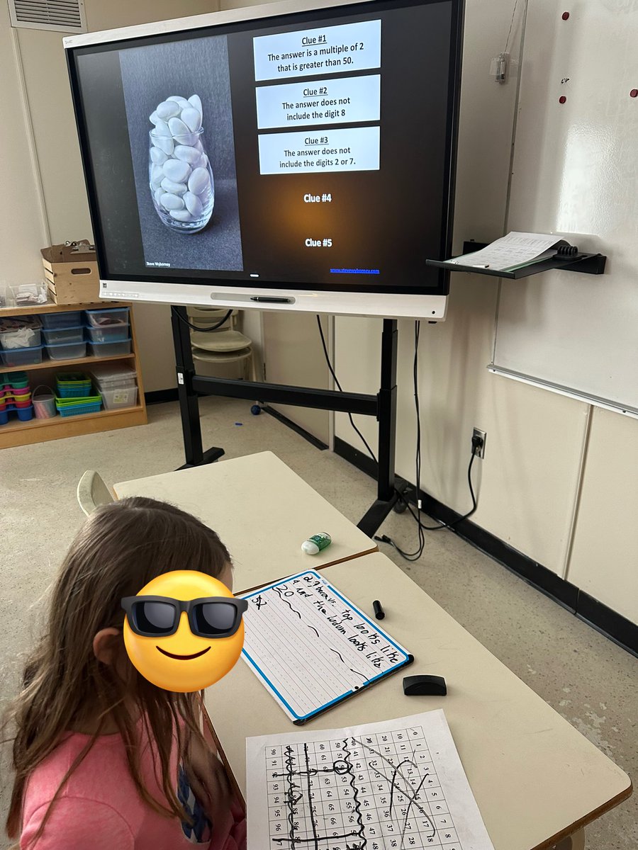 BPSHawks3's tweet photo. Our daily Math routine consists of 1. A math energizer/warmup such as an esti-mystery as shown in this photo, 2. Learning a concept, 3. Exit slip to check student understanding #BPSHawks3 #BPSHawks https://t.co/PvtfrTlCtd