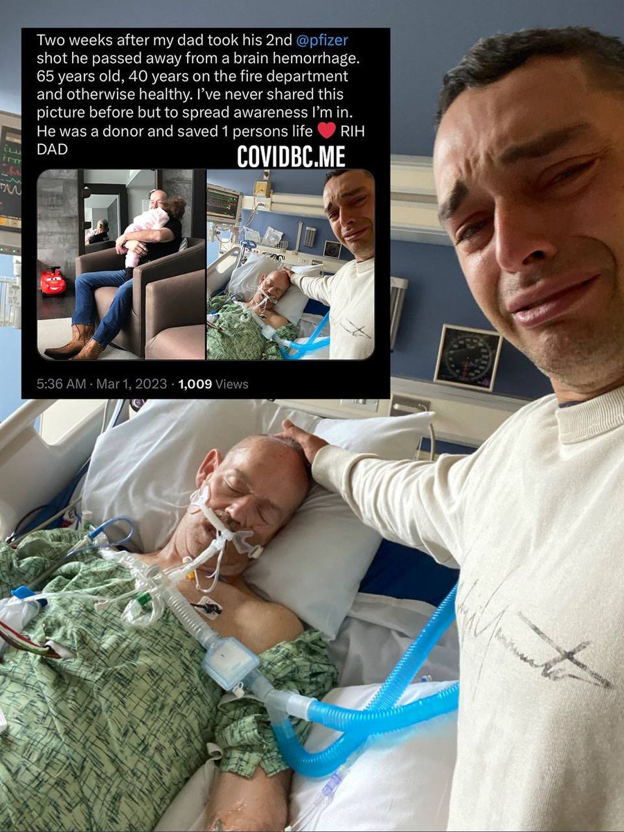 DiedSuddenly_'s tweet photo. Heartbreaking..

2 weeks after the Pfizer death shot 💉and a once healthy father is now on life support. 

Crimes against humanity. https://t.co/ZLhWSJae0B