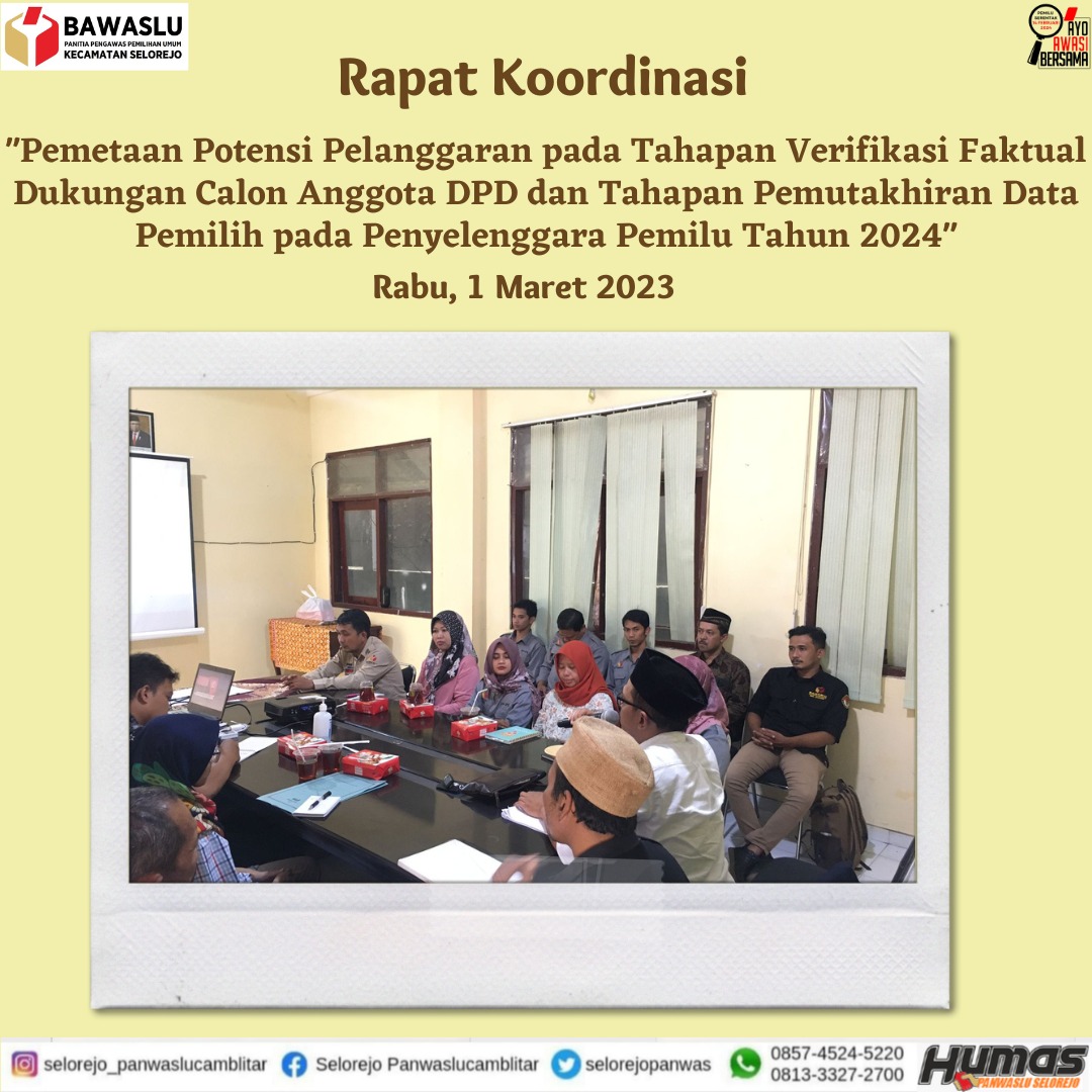 selorejopanwas's tweet photo. Hallo #sahabatbawaslu
#panwaslukecamatanselorejo
#bawaslukabupatenblitar
#bawasluri
#bawslujatim
#bawaslumengawasi
#bawasluberkolaborasi
#ayoawasibersama
#pemilu2024
#kecamatanselorejo 
#salamawas
#selorejo
#jarimuawasipemilu https://t.co/Px1fX4KvTI