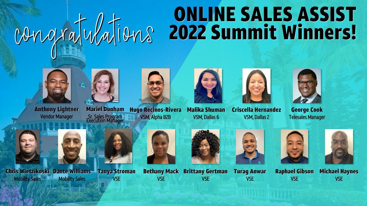 OSA (@osa_teams) on Twitter photo Congratulations to our 2022 Summit Winners! <a href="/champteamsales/">Anthony Lightner II</a> <a href="/Hugo_RRivera/">Hugo Rivera</a> <a href="/1Criscella/">CRISCELLA</a> <a href="/Malika_NTX/">Malika Shuman</a> <a href="/Bri_GertmanATT/">Brittany</a> <a href="/FrontlineRich22/">Frontline Richardson</a> <a href="/VirtualSalesExp/">Virtual Sales Experience</a> <a href="/WeRtheNAC/">National Acquisition Centers</a> <a href="/thedoscarver/">Scott Carver</a> Congratulations to our 2022 Summit Winners! <a href="/champteamsales/">Anthony Lightner II</a> <a href="/Hugo_RRivera/">Hugo Rivera</a> <a href="/1Criscella/">CRISCELLA</a> <a href="/Malika_NTX/">Malika Shuman</a> <a href="/Bri_GertmanATT/">Brittany</a> <a href="/FrontlineRich22/">Frontline Richardson</a> <a href="/VirtualSalesExp/">Virtual Sales Experience</a> <a href="/WeRtheNAC/">National Acquisition Centers</a> <a href="/thedoscarver/">Scott Carver</a>