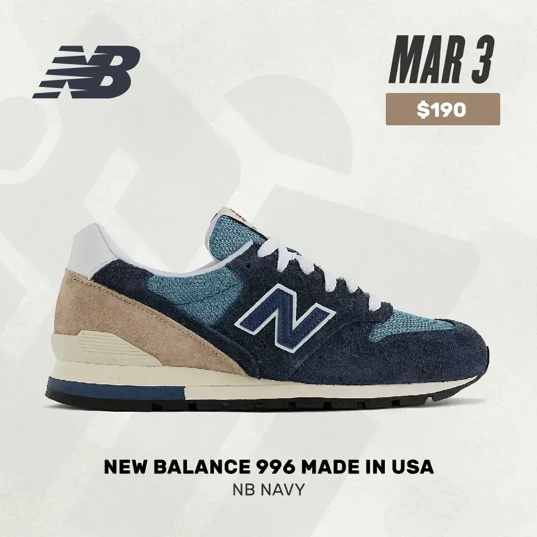 Fantasía Enlace pegar Sneaker News on Twitter: "Update: The New Balance 996 MADE In USA drops  online on March 3rd ($190) https://t.co/AHyhGwWgrn" / Twitter