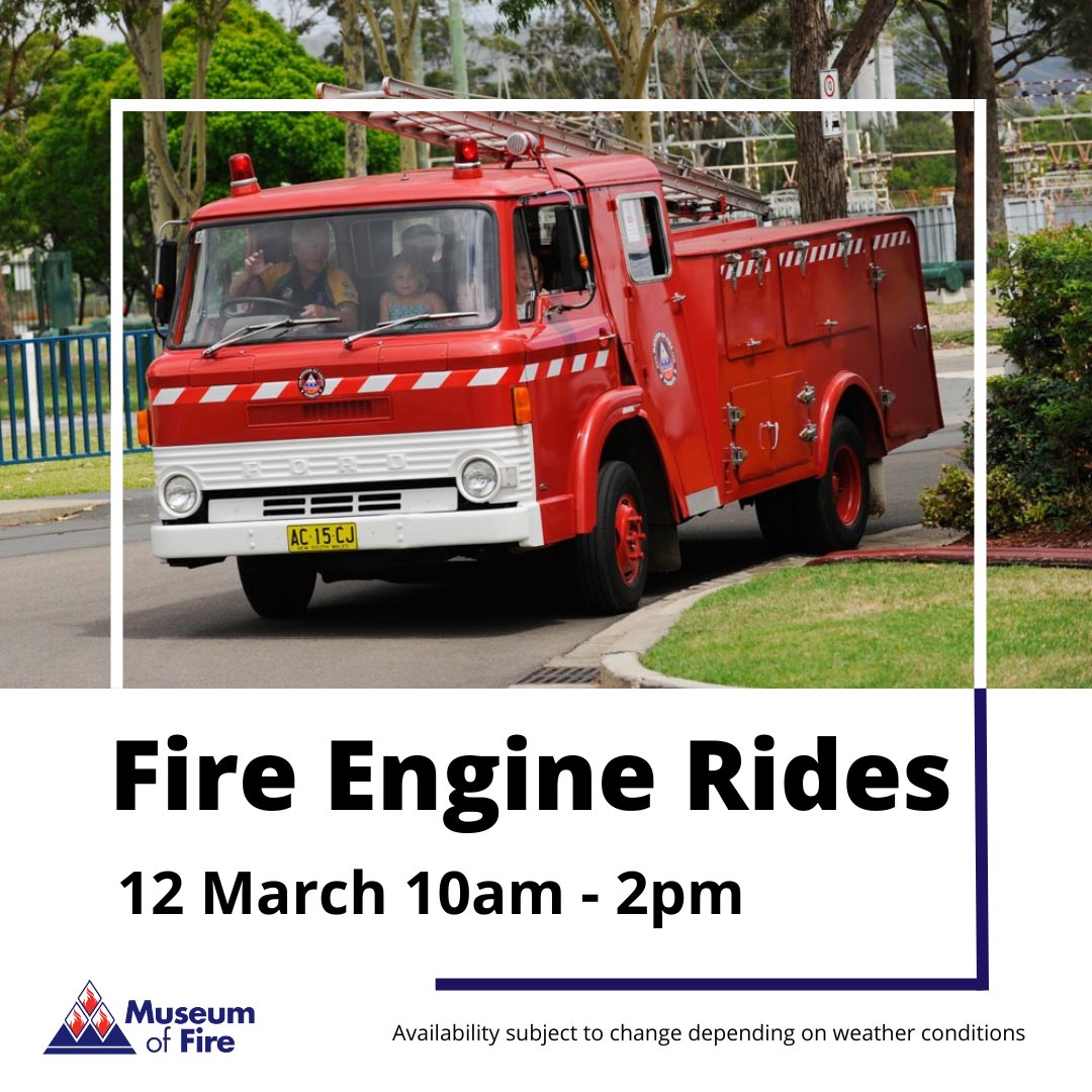 MoF_Sydney's tweet photo. We have a jam-packed weekend with our monthly guided tour happening on Saturday 11 March and fire engine rides happening on Sunday 12 March π
For more information visit https://t.co/hmv7ZZKLJ8
#MuseumOfFire #MuseumTour #GuidedTour #FireEngineRide #VisitNSW #VisitPenrith https://t.co/xMQ31yw0xT