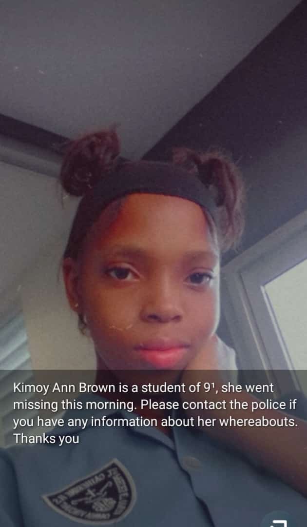 She attended the St. Catherine high school..she is in 9¹ she is my daughter classmate,she left home for school and did not make it..and have not been heard from since,all effort make to contact her by her phone went unsuccessful..retweet please and thanks in advance