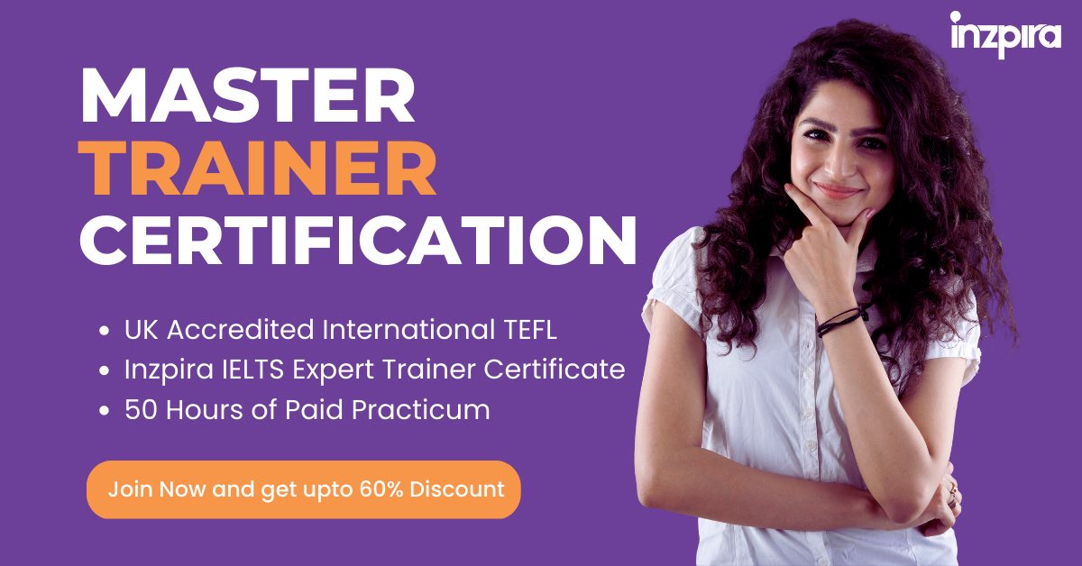 InzpiraEdu's tweet photo. Introducing Inzpira’s Certified Master Trainer Program.
Join now: https://t.co/IoTHq3w23p #TEFL #TESOL #ieltstrainer #trainercertificate #ESL #ell #esljobs https://t.co/KX7OmkaI3j