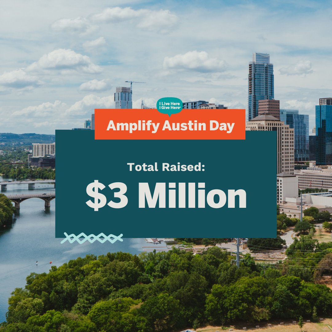 We have hit $3 Million raised for Amplify Austin Day! We know this is just the beginning of the generosity movement. Let’s grow the giving y’all. 

Donate now at AmplifyATX.org