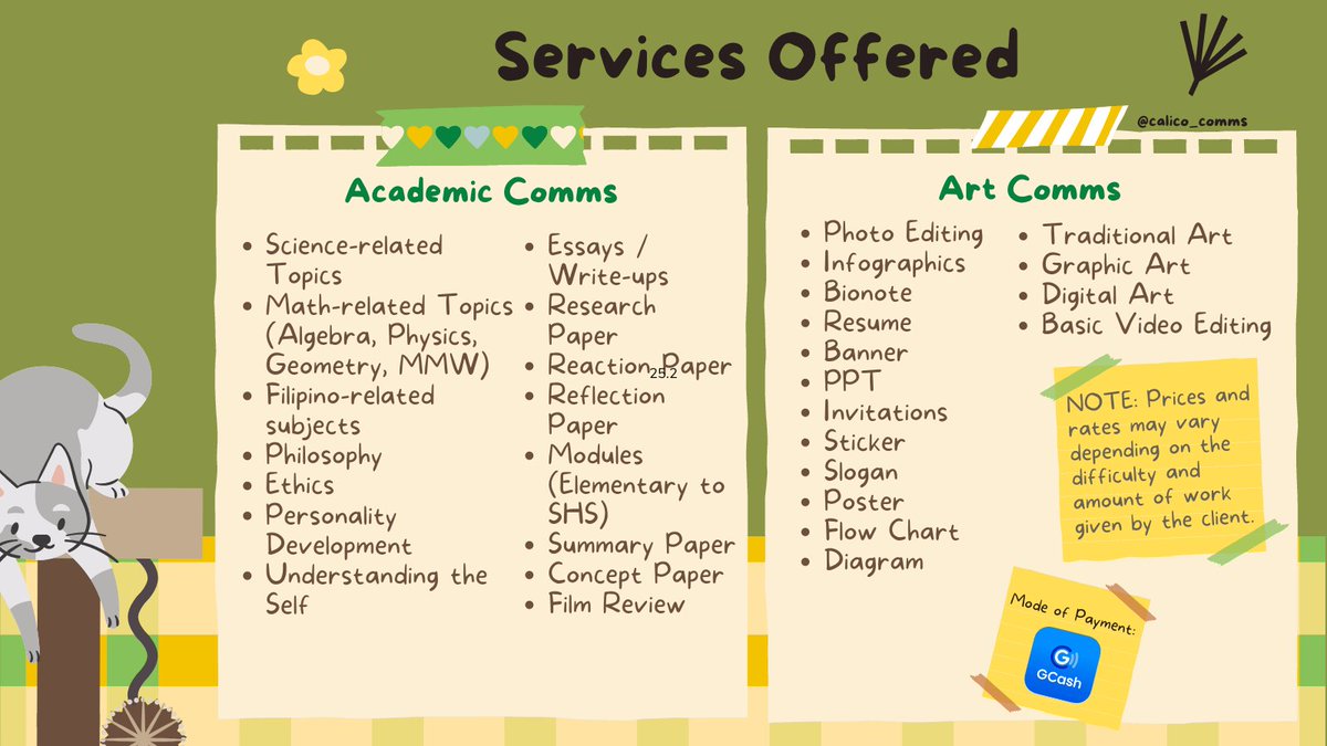 calico_comms's tweet photo. nya, this is calico~ 🐾

acads been hitting you hard? we're here to help you with your troubled tasks! we also cater art comms! ✨

we accept rush and non-rush commissions. 💗

legitimacy: #calicocommsproof

don't hesitate to dm us ☺️💌
https://t.co/vLdT4mtRUJ https://t.co/YFMX02siAJ