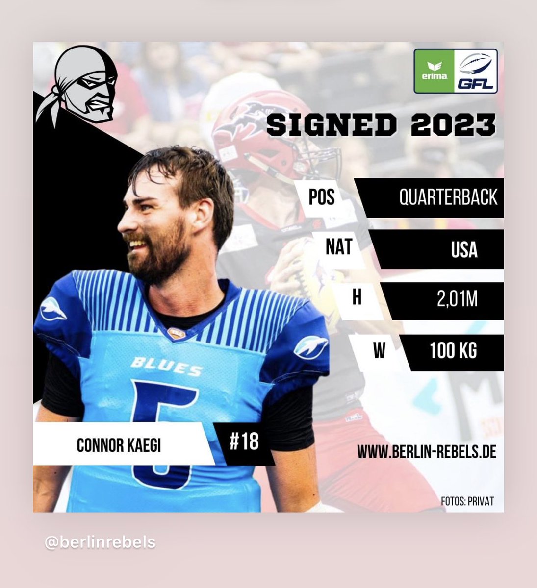 <a href="/connorkegs/">2Tall</a> is headed to Germany. The <a href="/OttawaBravesFB/">Ottawa Braves Football</a> alum is headed to Berlin. The #BerlinRebels of the <a href="/GFLinfo/">German Football League</a> announced the signing today. <a href="/CoachNickDavis/">Nick Davis</a> <a href="/BravesAthletics/">Braves Athletics</a> <a href="/altfbscout/">Vince Sapienza</a> <a href="/AFIReview/">American Football International</a> @euroballchow <a href="/DraftDiamonds/">Draft Diamonds ™️</a> <a href="/NAIAFBALL/">NAIAFBALL</a> <a href="/naiaprospects/">Underdawg Prospects: NAIA Edition</a>