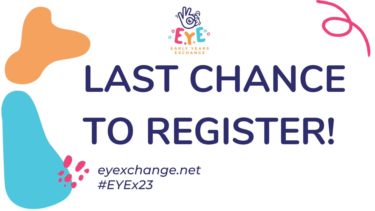 Registration for #EYEx23 Ends on Friday (March 2nd)! Don't miss out on this chance to engage in workshops on #SEL, #Wellness, and #DEIJ all focused on the #EarlyYears! eyexchange.net

#pypchat #WomenEd #ISEdCoach #ECE #Ecechat #Earlyed