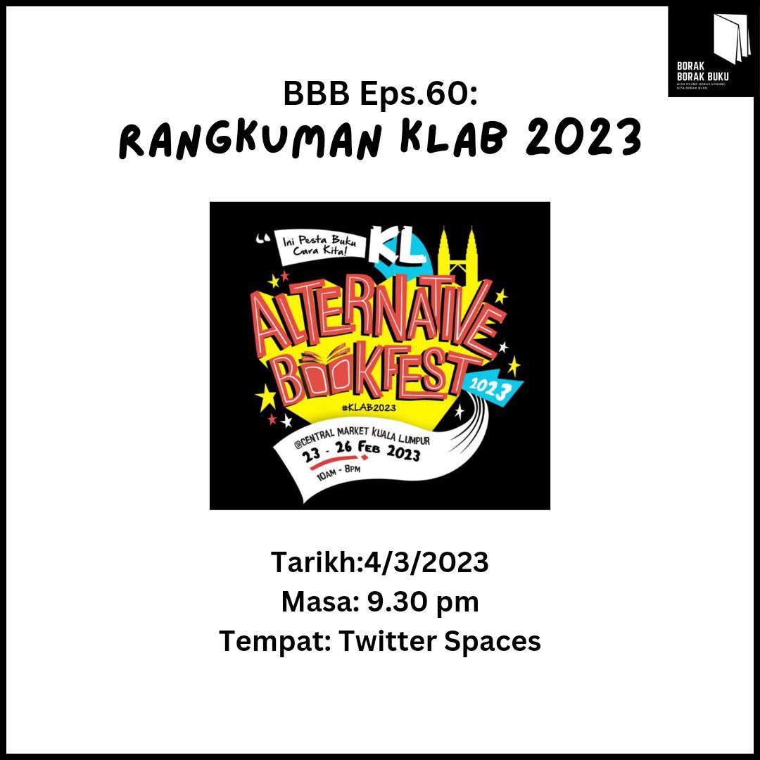 BorakBorakBuku's tweet image. Psst…psstt…psstttt

Dengar cerita semasa KLAB haritu ramai yang memborong dan rambang mata dengan buku terbitan baharu daripada penerbit-penerbit lokal. Mari bersama kongsikan apa yang kalian beli di KLAB dan perasaan anda? Bagi penerbit, apa harapan untuk klab masa akan datang