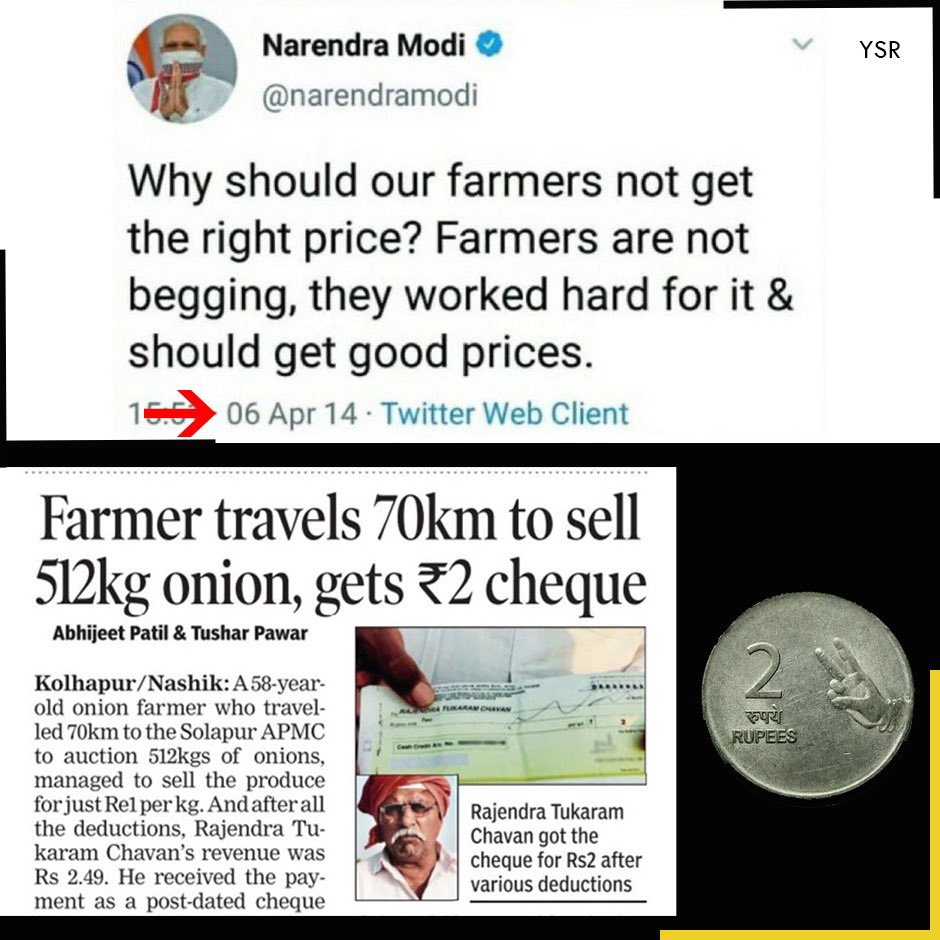 ysathishreddy's tweet photo. CM Modi questions PM Modi on right prices for farmers👇 https://t.co/MeeZ7AEXA6