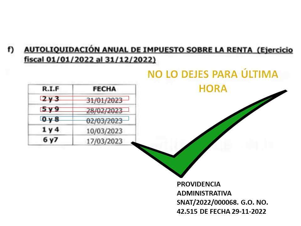 SusanaApostol's tweet photo. No lo dejes para última hora...por cierto la orden de pago para los rif que terminan en  1 indica que vence el 3/3/2023 y el calendario publicado SNAT/2022/000068 indica que el plazo para declarar y pagar vence el 10/10/2023. Si estamos claros y documentados 
#NOPASANADA https://t.co/mva4GtnLpx