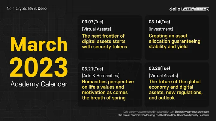 happydelio's tweet image. Delio Weekly Academy March schedule announcement 🎓

Benefit from various up-to-date #cryptomarket information provided by @delioacademy, so you don&apos;t miss an opportunity to make a high income! 

#Delio #howtocrypto #investmentopportunities #tinvestmenttips #cryptoforbeginners
