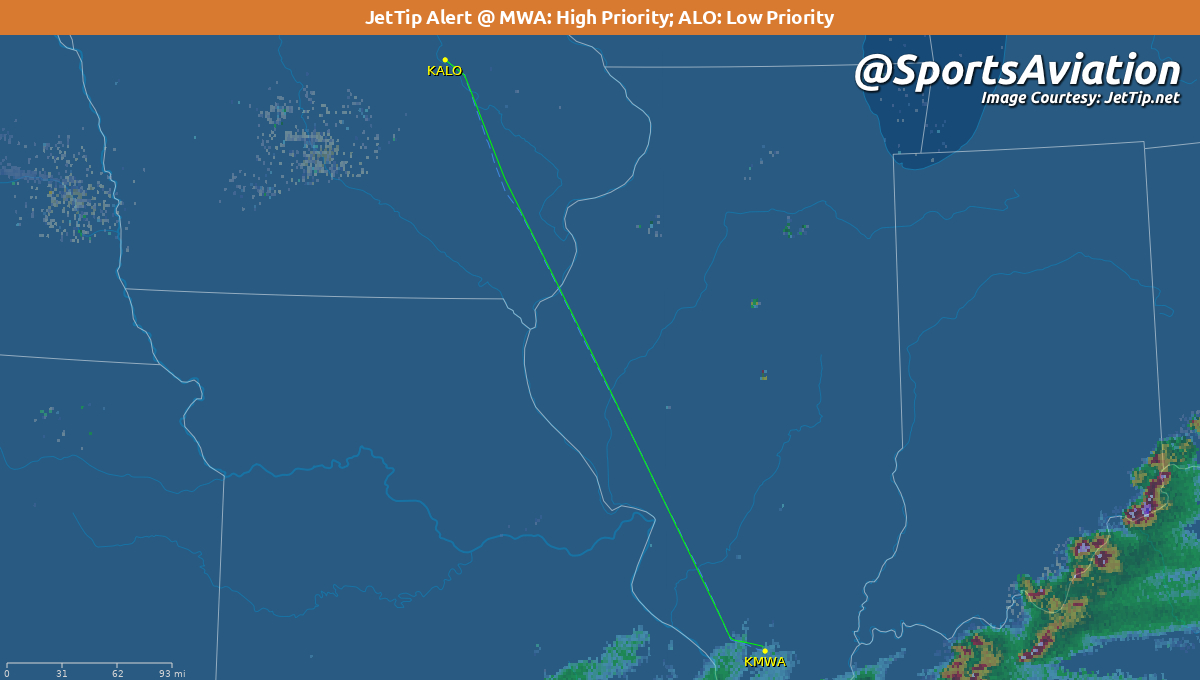 SportsAviation's tweet photo. 🏀 Southern Illinois #Salukis (@SIU_WBasketball)
🆚 UNI Panthers #UNIPride #NCAAWBB
✈️ N356BZ | UJC56 | E135
🛫 MWA - 5:52 pm CT
🛬 ALO - 6:52 pm CT
📡 Tracking: https://t.co/z3QmyMrKGB https://t.co/Vc2iFqxl3Q