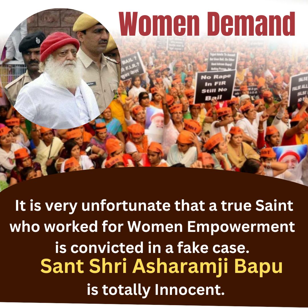 rohit_sejkar's tweet photo. Seeing the Injustice being done to a great Saint like Sant Shri Asharamji Bapu .Women Demand is that there should be Fair Proceeding in Bapuji's case but sadly no one is listening to them. listen #करोड़ों_महिलाओं_की_पुकार , and do Justice Soon and Save Dharma !!! https://t.co/sgB3Tz2ppC